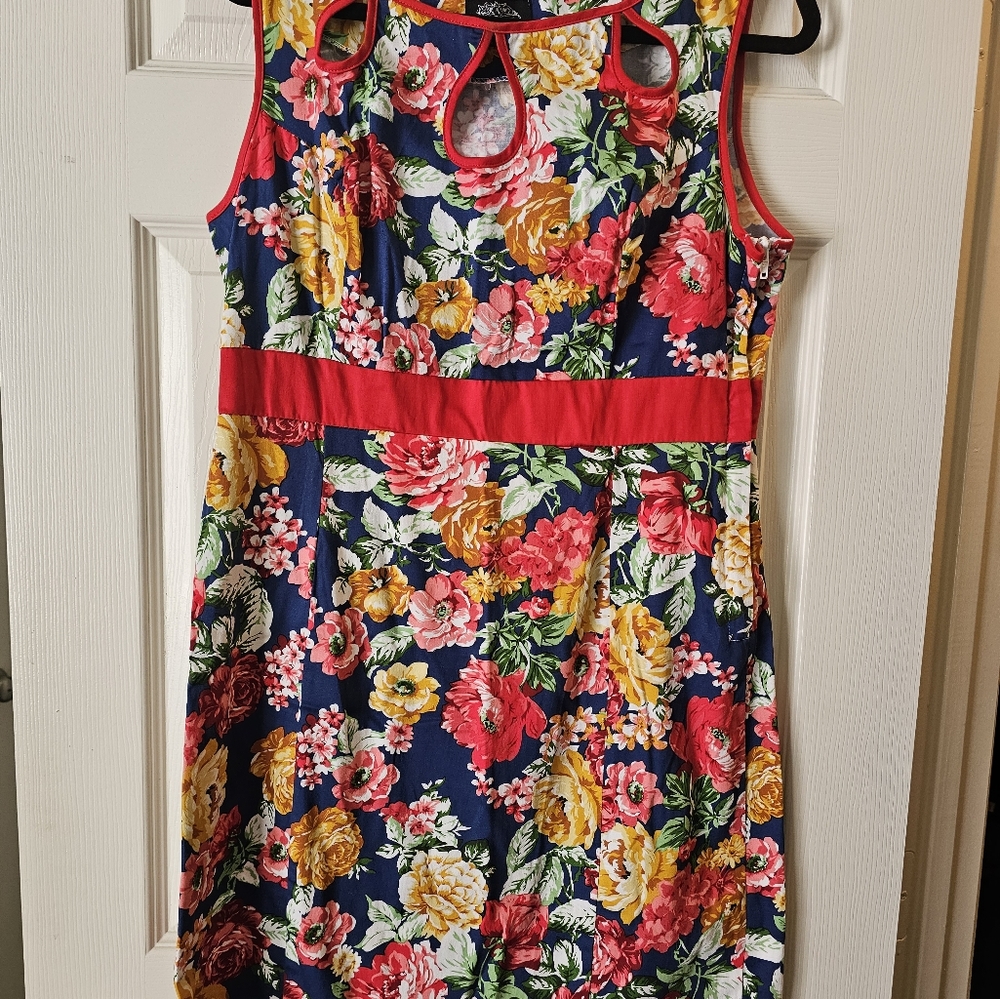 Hearts & Roses Floral Pinup Style Dress